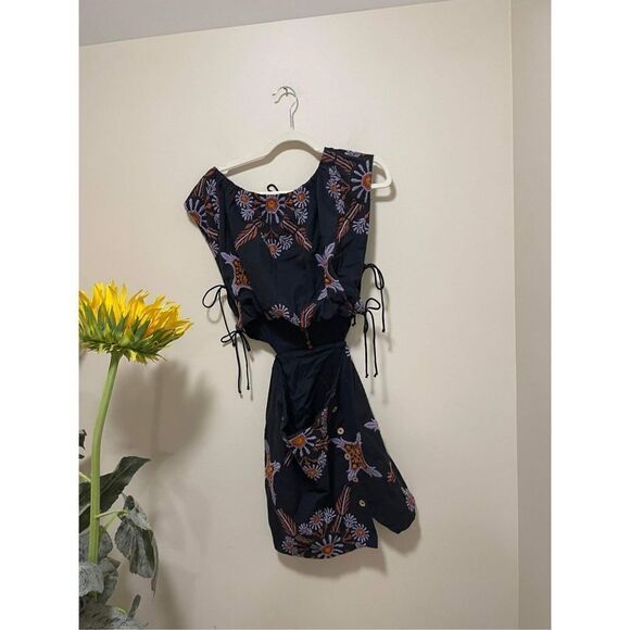 Free People -Sardinia Sun Embroidered Cutout Minidress Size 2 - Picture 6 of 8